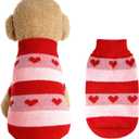 Rbenxia Dog Heart Knitted Sweater Warm Pet Dogs Clothes Winter Dog Outfits for Small Puppy Cat Pets (Red, L)