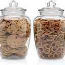 Glass Jars with Airtight Lid - Set of 2 Large Apothecary Jar - 2 pc Glass Jar Set – Canisters Sets for the Kitchen for Cookies, Flour, Sugar, Rice - Holds 75oz 9.5 x 5.5-inch