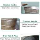 vensovo Galvanized Metal Oval Planter Buckets with Handles – Set of 3 Rustic Farmhouse Flower Tubs with Drain Holes & Plugs, Vintage Small Pots for Herbs, Succulents, Wedding or Tabletop Decor