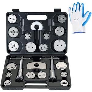 weyleity Universal Heavy-Duty Disc Brake Caliper Tool Kit | 24pcs Wind Back Tool Set for Brake Pad Replacement, Brake Caliper Compression Tool Fits most Vehicles (Black) Without Gloves And A Couple Of Parts