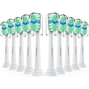 Toptheway Toothbrush Replacement Heads Compatible with Philips Sonicare C1 C2, Plaque Control Electric Toothbrush Head for ProtectiveClean 4100 5100 5300, 10 Pack