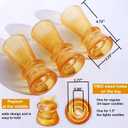 VOHO Vintage Ribbed Taper Candle Holders Set of 3, Boho Amber Candle Sticks Holder Decor Fall Centerpieces for Tables Thanksgiving, Minimalist Tapered Candlestick Holders for Tea Light & Taper Candles