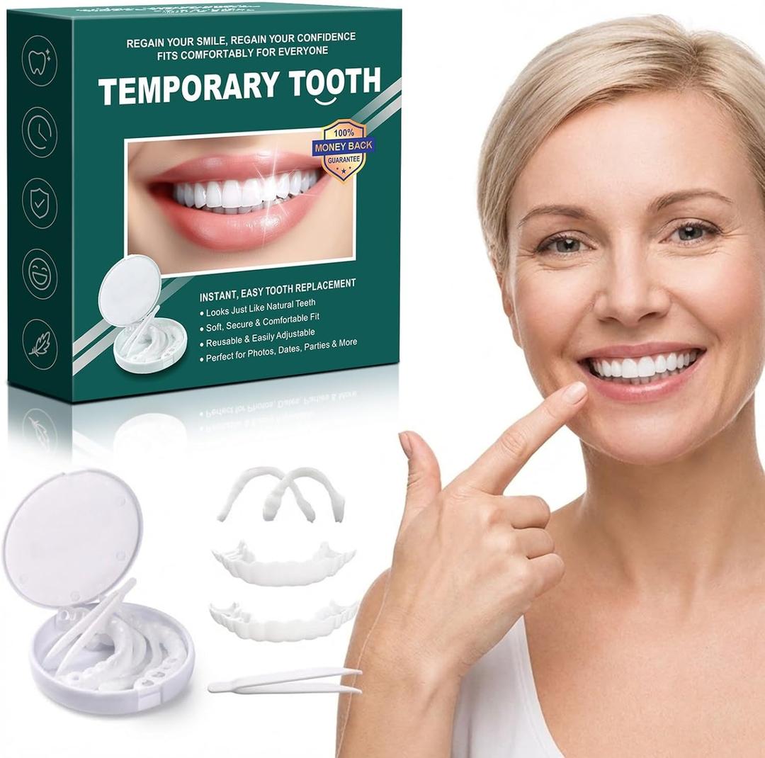 Temporary Snap-On Smile Covers for Men & Women Reusable Cosmetic Teeth Covers, Dental Veneers, Comfortable Fit, Non-Medical Smile Accessory