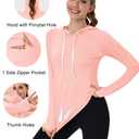 MAGCOMSEN Sun Hoodie Women Hiking Pullover Shirts UPF 50+ UV Protection Long Sleeve Shirt Workout Tops with Pocket LPink Lightpink (Pink)