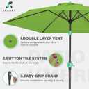 JEAREY 7.5FT Patio Umbrella Market Table Umbrella with 6 Sturdy Ribs, Push Button Tilt/Crank Outdoor Umbrella for Garden, Deck, Backyard, Pool and Beach,Grass Green