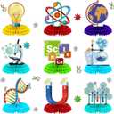 Fainne 9 Pcs Science Party Decorations Honeycomb Centerpieces 3D Table Decor Table Toppers for Science Fair Chemistry Stem Math Party Supplies Lab Week School Birthday Decorations, 9 Styles