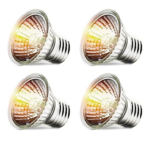 CALPALMY 4-Pack 50W UVA+UVB Bulbs | Heat and Light for Reptiles and Amphibian Tanks, Terrariums and Cages | Works with Various Lamp Fixtures