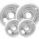 4-Piece Drip Pans Set - Compatible with GE Stoves - Chrome Finish Electric Stove Burner Drip Pans - 2 x 6inch, 2 x 8inch Stove Drip Pans - GE Stove Drip
