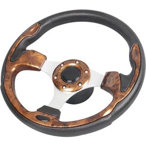 12.5" Wood Grain Boat Steering Wheel Anti-Slip 3/4 Inch Axle Marine Steering Wheel Adapter for Seastar and Verad, etc. for Marine Boats, Vessels, Yacht, Pontoon Boat