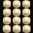 Submersible LED Lights, Warm White Waterproof Flameless Candle Tealights, Battery Operated Underwater Pool Lights for Vases Table Centerpieces Weddings Party Halloween Christmas Decor,12 Pack