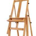 VISWIN Heavy-Duty H Frame Easel, Hold Canvas to 82", Tilts Flat, Adjustable Beech Wood Large Easel for Painting with Storage & 4 Wheels, Professional Floor Art Easel Stand for Adults, Artists (Natural)