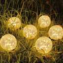 Solar Garden Lights Outdoor Waterproof, 6 Pack LEDs Cracked Glass Ball Light, Ground Landscape Garden Decor, Solar Globe Decorative for Pathway/ Patio/ Lawn/ Yard, 3.9" (Warm White)