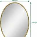 Gold Oval Bathroom Mirror, 22x30 Inch Floral Oval Mirrors for Wall, Antique Gold Metal Floral Frame Mirrors for Bedroom Living Room Hallway, Hangs Horizontally or Vertically