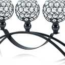 3 Arms Crystal Candelabra Centerpieces Gold Candle Holder Stand for Wedding Home Decor,Candle Holder for Table Centerpiece Party Decoration (Black)
