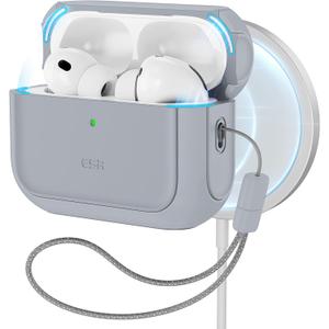 ESR for AirPods Pro 3 Case, Compatible with AirPods Pro 3rd Generation Case (2025), Compatible with MagSafe, Full Drop Protection Cover with Lanyard, Gray