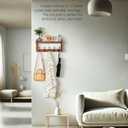 Exper City Coat Rack Wall Mount with Shelf, 26IN Wooden Coat Hanger Hooks Wall Mount with 5 Metal Hooks, Hanging Shelf with Hooks, Retro Walnut