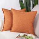 MADIZZ Set of 2 Linen Throw Pillow Covers 22x22 Inch Reddish Orange Soft Decorative Cushion Cover for Sofa Bedroom Pillow Shell