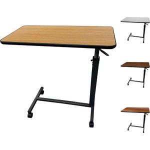 ProHeal Medical Overbed Table with Wheels and Adjustable Height - Oak Color Rolling Over Bed Table for Home and Hospital Use