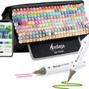 AEDAGA 240 Colors Alcohol Markers with Free App, Dual Tip Art Marker with Kickstand Case for Artists Adults. Alcohol Based Markers for Coloring Painting Sketching and Drawing, Great Gift