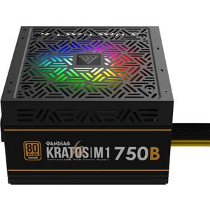 GAMDIAS RGB Gaming PC Power Supply 750W 80 Plus Bronze Certified 750 Watt PSU for Computers with Active PFC, Kratos M1-750B