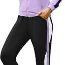 Marvmys Women's 2 Piece Tracksuit Set Full Zip-Up Hoddie Sweatsuits Color Block Jogging Suits with Pockets (Purple)