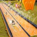Slip and Water Slide for Kids and Adults Extra Long Water Slides for Backyard Build in Sprinkler with Two Bodyboards Heavy Duty Summer Outdoor Backyard Water Toys (22FT)