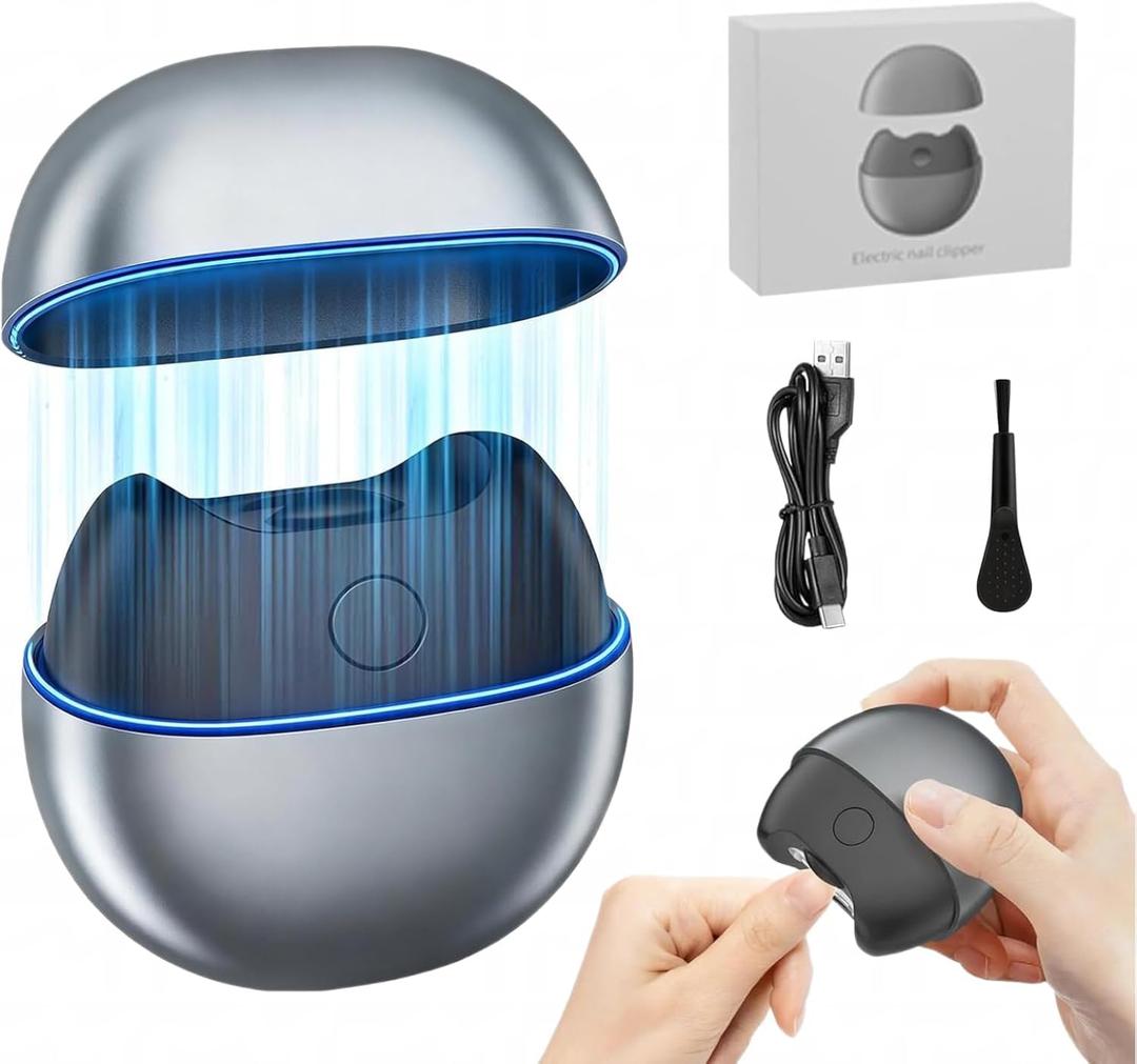 Quiet Electric Nail Clipper with Built-in LED Lights and dust Collection Box. This Electric Nail File has Low Vibration and is Portable, a Thoughtful Gift for Men, Women, Babies, and the Elderly