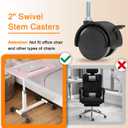AAGUT 2" Swivel Stem Casters with Locking Brake Threaded 1/4" - 20 x 1 for Furniture and Shelves, Black Replacement Castors, Pack of 4
