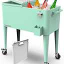 Permasteel Party Cooler with Divider, Spacious 80-Qt Capacity, Chills 36hrs, Serving Tray, Rolling Ice Chest for Indoor and Outdoor Entertainment, Matte Mint