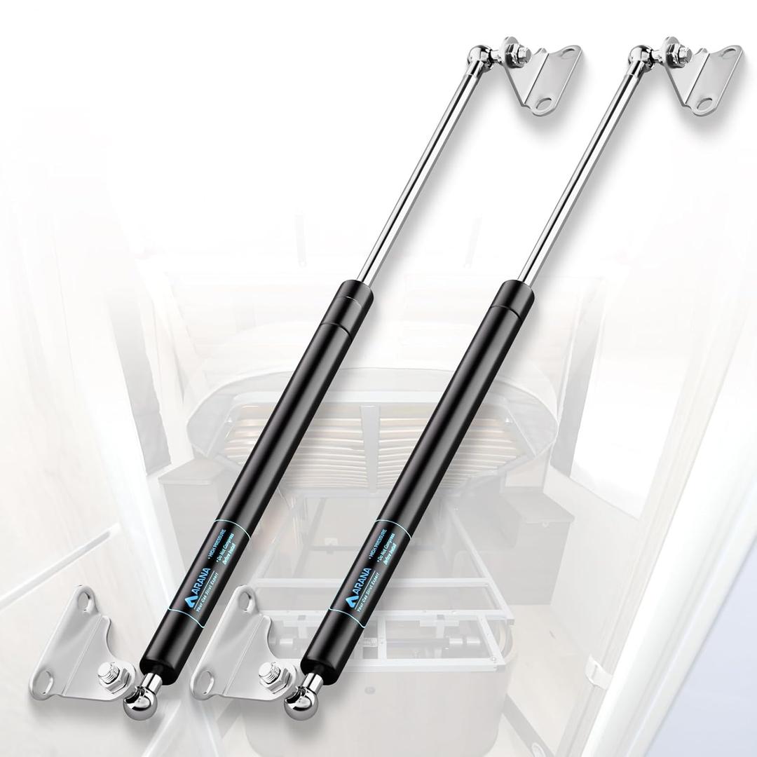 23 inch 100 lb Gas Prop Strut Shock 23" 445N/100LB Gas Spring Struts, 2Pcs Set with L-Type Mounting Brackets for Heavy Duty RV Bed Murphy Bed Large Garbage Box Floor Hatch Custom Window ARANA