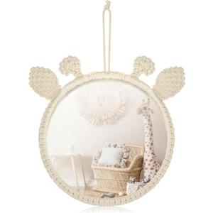 Geetery Boho Hanging Wall Mirror Mirrors for Room Decor Natural Mirror Wall Art Boho Ornament for Bedroom Living Room Room Decor (Giraffe)