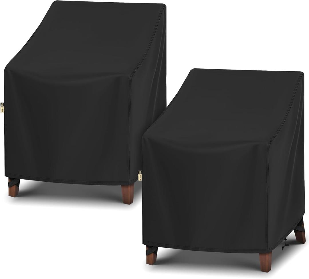 Arcedo 2 Pack Waterproof Patio Chair Covers, UV Resistant Outdoor Lounge Chair Covers for Outdoor Furniture, All Weather Protection - 27W x 34D x 32H, Black