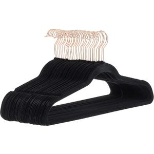 Amazon Basics Slim, Velvet, Non-Slip Sturdy Suit Clothes Hangers, Pack of 30, Black/Rose Gold