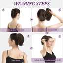 BARSDAR Claw Clip Short Human Hair Ponytail Extension - 8 Inch DIY Styles Claw Clip Real Human Hair Messy Bun Hairpieces for Women - Bendable Metals Thick Natural Short Black Brown Ponytail Daily