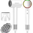SHRATE Professional High Speed Ionic Hair Dryer | Ultra-Fast Drying | 500 Million Negative Ions | Low Noise | 160000 RPM | Compact Blow Dryer with Magnetic Diffuser for Faster Drying All Hair Types (White)