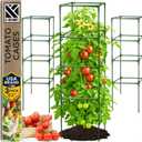 Tomato Cage Square - Large Trellis Stakes and Plant Support Structures for Vegetables and Climbing Plants - Tall Tomato Cages for Garden, Pots, Raised Garden Bed Outdoor Supplies (3 Pack - Up to 63")