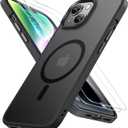Miracase Magnetic for iPhone 14 Case 6.1 inch (Compatible with MagSafe)with 2X Screen Protectors Military-Grade Protection, Anti-Fingerprint Translucent Matte Phone Case Cover, Black