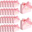 VGOODALL 24PCS Thank You Gift Bags, 4.5x3.9x1.8Inches Mini Party Favor Bags Pink Treat Boxes with Bow Ribbon for Wedding Bridal Baby Shower Birthday Party