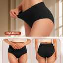Kalapa Seamless Womens Underwear High Waisted No Show Briefs Silky Stretch Breathable Full Coverage Ladies Panties Multi Pack (Black)