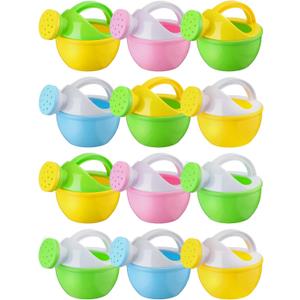 Sosation 12 Pieces Watering Can for Kids Bath Buckets Toys Play Sand Toys Plastic Small Watering Pot with Handles for Childrens Gardening Tools Beach Playing Sand(Vivid Style)