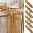 Asee'm 6pcs Cheesecloth Table Runner 120 Inches Long Khaki Boho Gauze Cheese Cloth Runner 10FT Rustic Sheer Table Runners for Christmas Wedding Party Baby Shower Spring Easter Decoration
