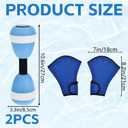 2 x 4 Pcs Water Aerobics Set for Aquatic Exercise Includes 2 Foam Dumbbells and 1 Pair of Swimming Aquatic Gloves Pool Resistance Fitness Weights Equipment for Training Water Workout, Blue