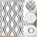 RiePoiia Black and White Striped Shower Curtain for Bathroom,Waterproof Polyester Fabric Bathroom Curtains Washable Shower Curtain Sets with 12 Pcs Hooks, 72x72 Inch