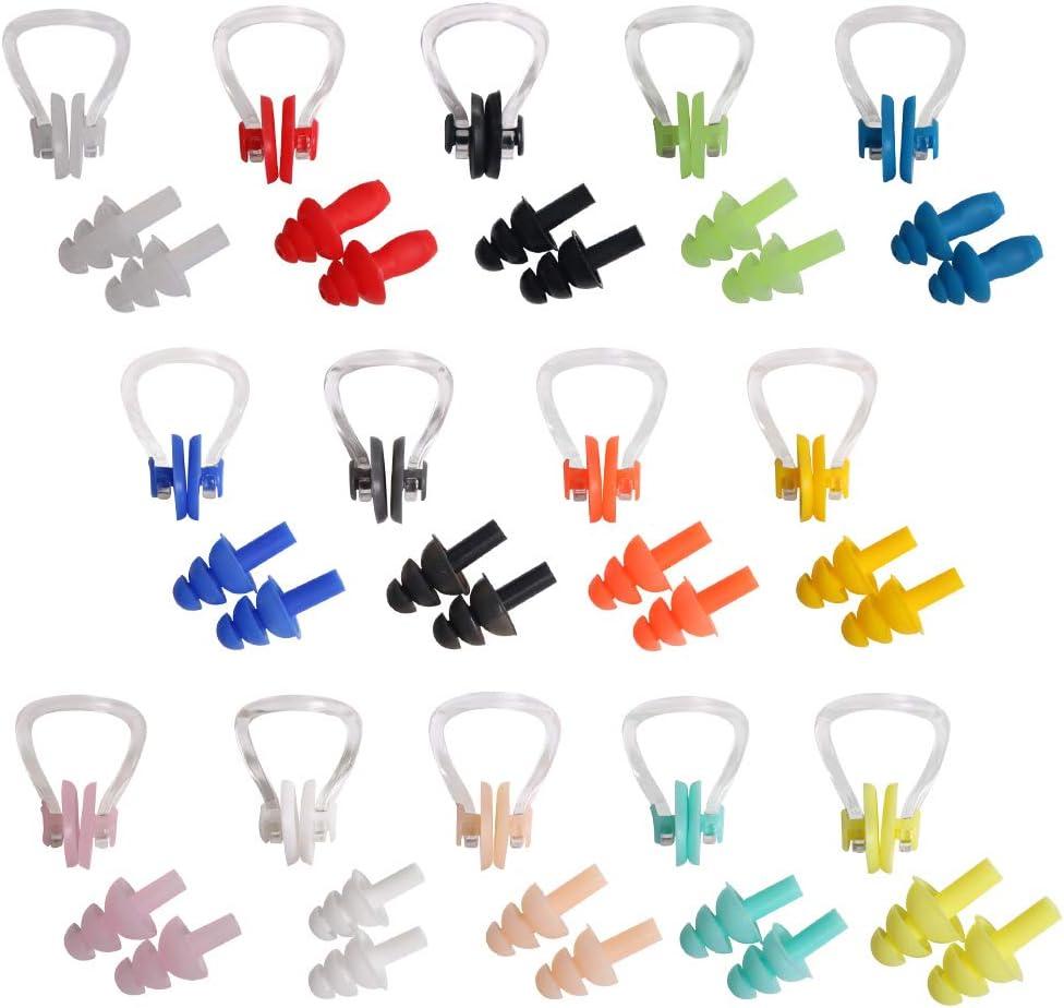 2 x UPINS 14 Sets Silicone Nose Clips Waterproof Swimming Nose Plugs Earplugs for Adults Kids, Ear Nose Protector