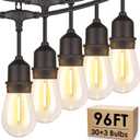 Mlambert 96FT LED Outdoor String Lights, Dimmable Waterproof Patio Lights with 30+3 Shatterproof Edison Vintage Bulb for Outside Backyard Porch Garden (Black)