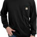 Men's Loose Fit Heavyweight Work Long Sleeve T-Shirts Comfort Pocket Tee(Regular&Tall) (3X-Large Tall, Black)