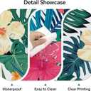 Square Fitted Tablecloth with Elastic Edge Tropical Palm Leaves Card Table Cover Outdoor Square Wipeable Card Table Tablecloth for Indoor Kitchen Decor