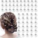 60 PCS Gems Rhinestone Twister Hair Studs Set Diamond Spiral Pearl Flower Jewels Hair Pins Sticks for Wedding, Bridal, Prom, Party and Special Occasion(Classic Diamonds)