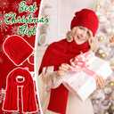 2 Pcs Valentines Day Red Bow Knitted Scarf and Hat Set for Women and Men Winter Soft Beanie and Shawl Wraps Scarves Bow Thick Warm Suit Couple Gift