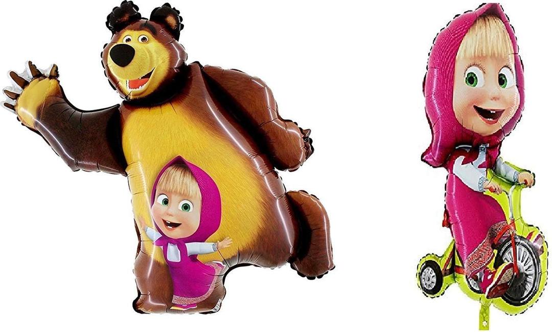 Masha and the Bear Party Shape Foil Balloons Set 35"+39" : 2 pcs (1 of each design)